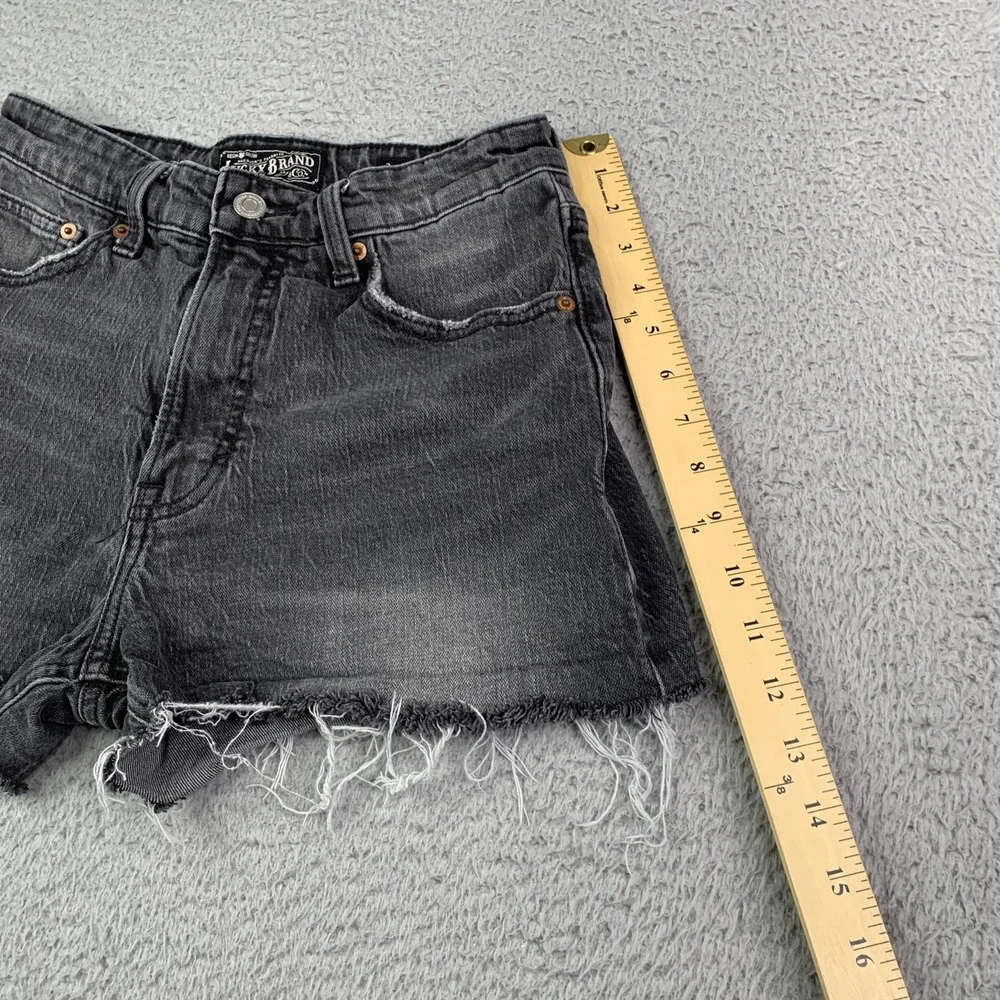 Lucky Brand Jean Shorts Womens Size 2/26 Lucky Pins Distressed Denim Black Jeans